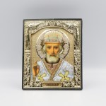 Икона на свети Николай Чудотворец, пластмасов киот 10х12 см, с поставка