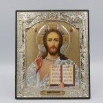 Икона "Господь Вседержитель", пластмассовый киот 15x18 см, на подставке