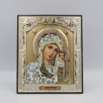 Икона Божией Матери "Казанская", пластмассовый киот 15x18 см, на подставке
